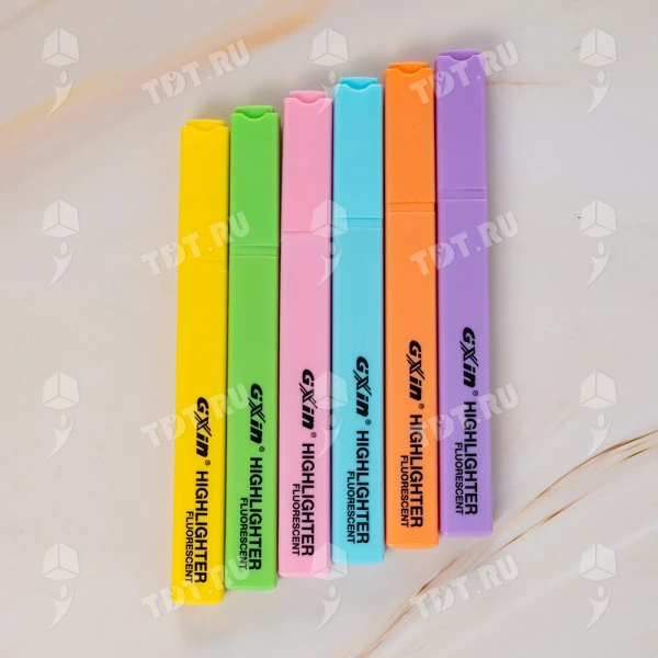 Текстовыделитель Gxin Highlighter G-343, набор 6 неон-цветов, 1-5 мм, 6 шт./уп.
