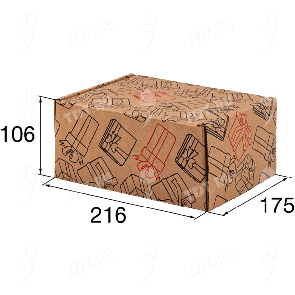 Подарочная коробка «Подарок», бурая, 216*175*106 мм