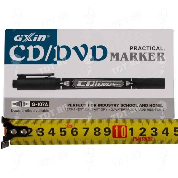 Маркер перманентный Gxin G-107A для CD/DVD, двусторонний, красный, 0.5-1 мм, 12 шт./уп.