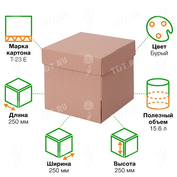 Коробка крышка-дно «Кубик», 250*250*250 мм
