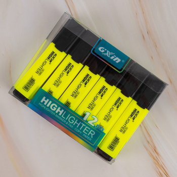 Текстовыделитель Gxin Highlighter G-342, желтый, 2-5 мм, 12 шт./уп.