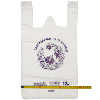 Пакет майка ПНД «Гжель» белый, 28+16*50см, 11 мкм, 100шт.