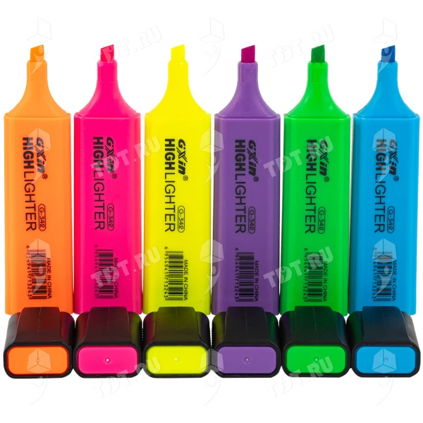 Текстовыделитель Gxin Highlighter G-342, набор 6A+6D цветов, 2-5 мм, 12 шт./уп.
