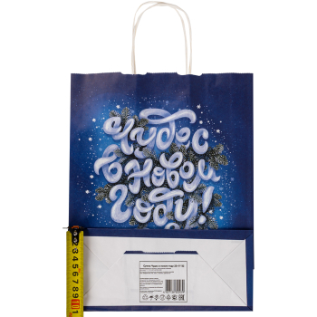 Подарочный пакет с крученой ручкой «Чудес в Новом году», 80 г/м², 25*11*32 см