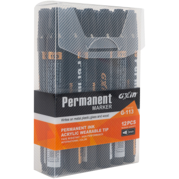 Маркер перманентный Gxin G-113, черный, 3 мм, 12 шт./уп.