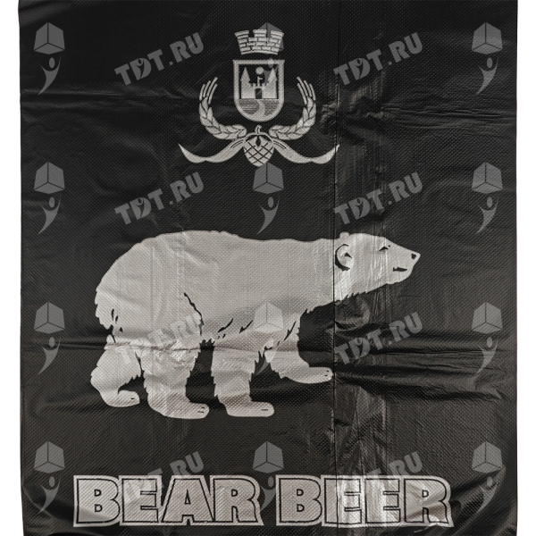 Пакет майка ПНД «Белый Медведь» чёрный, 30+16*58см, 15 мкм, 100шт.