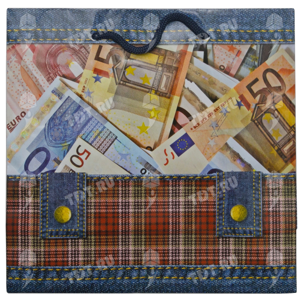 Подарочный пакет «Джинса и евро», 23*10*22.5 см