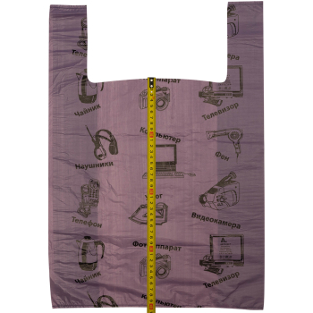 Пакет майка ПНД «Электроника» фиолетовый, 36+20*56см, 15 мкм, 50шт.