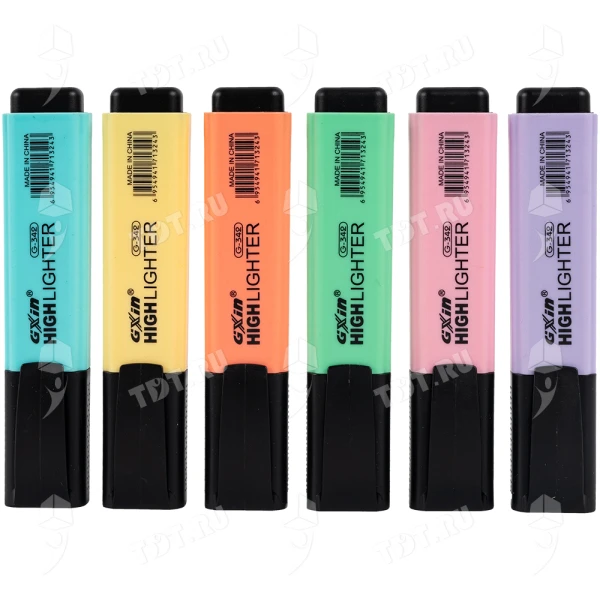 Текстовыделитель Gxin Highlighter G-342, набор 6 пастель-цветов, 2-5 мм, 6 шт./уп.