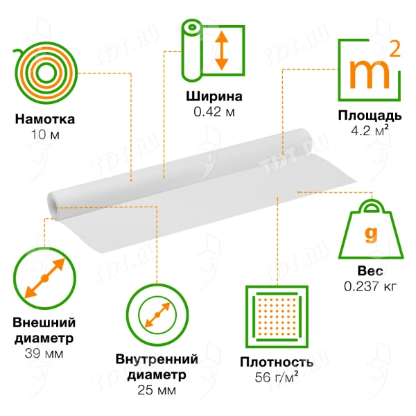 Белый пергамент, 10*0.42 м