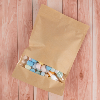 Крафт дой-пак с zip lock, прямоугольное окно 4 см, 20*4.5*30 см, 50 шт. Крафт дой-пак с zip lock, прямоугольное окно 4 см, 20*4.5*30 см, 50 шт.