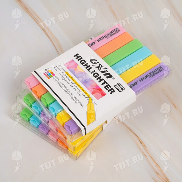 Текстовыделитель Gxin Highlighter G-343, набор 6 неон-цветов, 1-5 мм, 6 шт./уп.