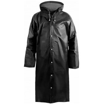 Плащ-дождевик EVA на кнопках Komfi, с капюшоном, чёрный, 110 мкм