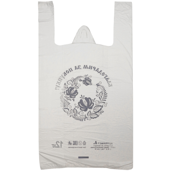 Пакет майка ПНД «Гжель» белый, 28+16*50см, 11 мкм, 100шт.