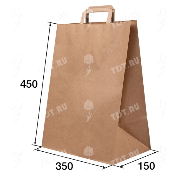 Крафт пакет с плоской ручкой, 70 г/м², 35*15*45 см