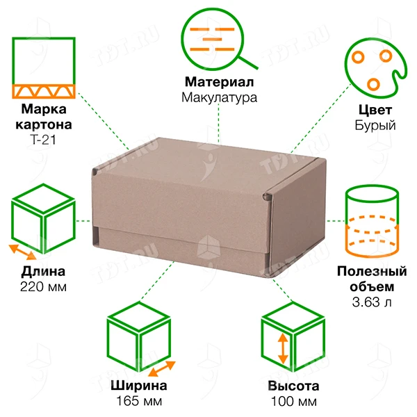 Почтовый короб «Бизнес», тип «Д», 220*165*100 мм, T21, 100% вторсырье