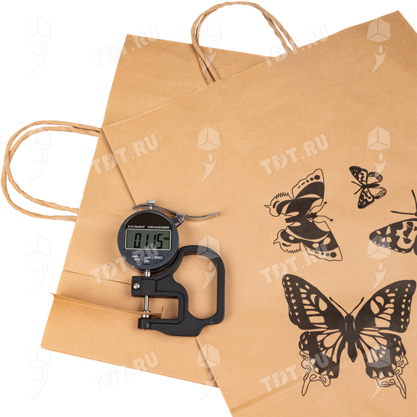 Крафт пакет с крученой ручкой «Бабочки», 80 г/м², 32*18*43 см