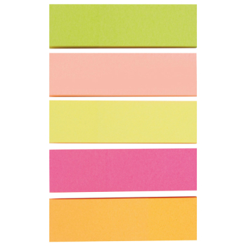 Самоклеящиеся закладки BRAUBERG неоновые, бумажные, 50*14мм, 5 цветов