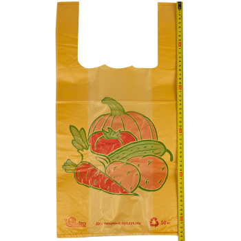 Пакет майка ПНД «Овощи» желтый, 30+16*55см, 25 мкм, 100шт.