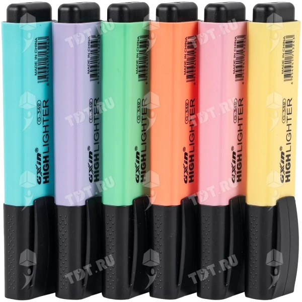 Текстовыделитель Gxin Highlighter G-342, набор 6 пастель-цветов, 2-5 мм, 6 шт./уп.