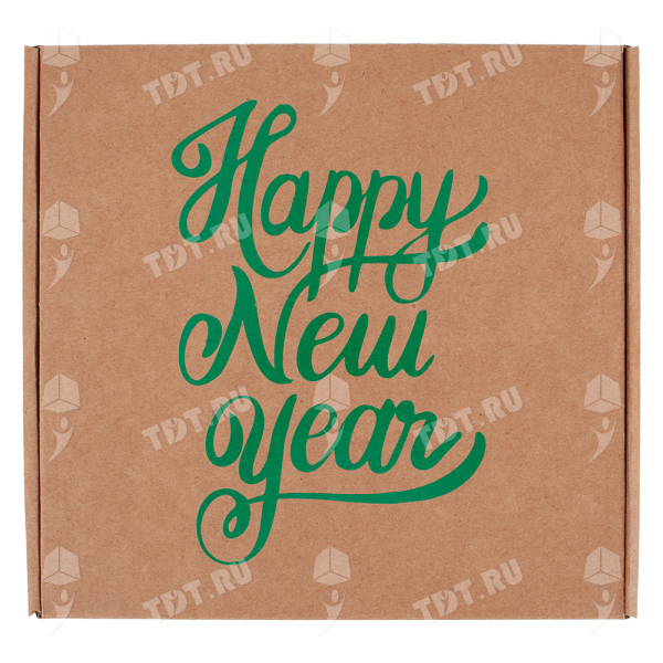Подарочная коробка «Happy New year», зелёная, 220*220*100 мм