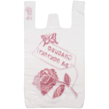 Полиэтиленовый пакет майка ПНД «Роза» белый, 28+16*50см, 12 мкм, 100шт.