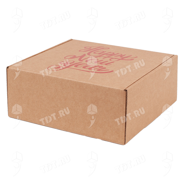 Подарочная коробка «Happy New year», красная, 220*220*100 мм