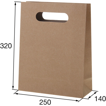 Крафт пакет с вырубной ручкой, 70 г/м², 25*14*32 см