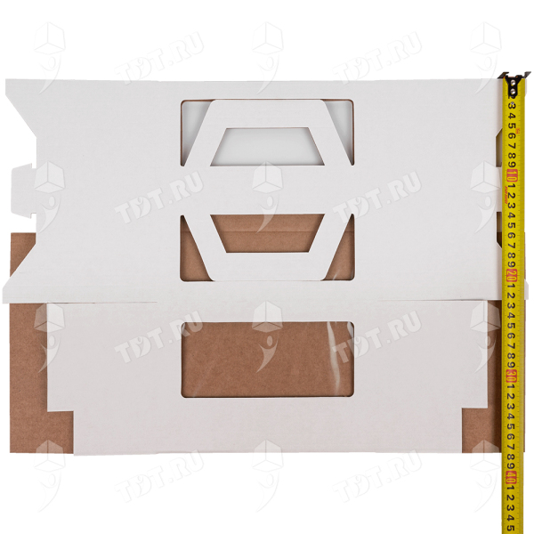 Короб для торта, с окнами и ручками, белый, 220*220*150 мм
