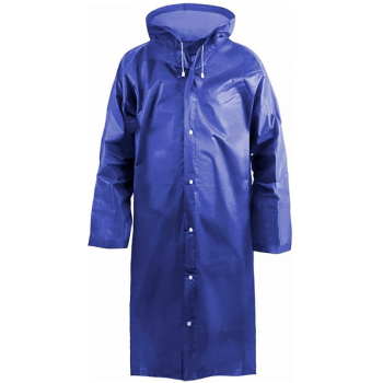 Плащ-дождевик EVA на кнопках Komfi, с капюшоном, синий, 110 мкм