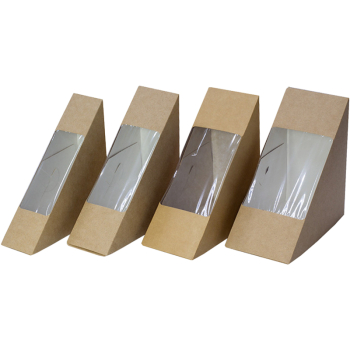 Контейнер для сэндвичей, с окном, крафт, 130*130*60 мм, 100 шт.