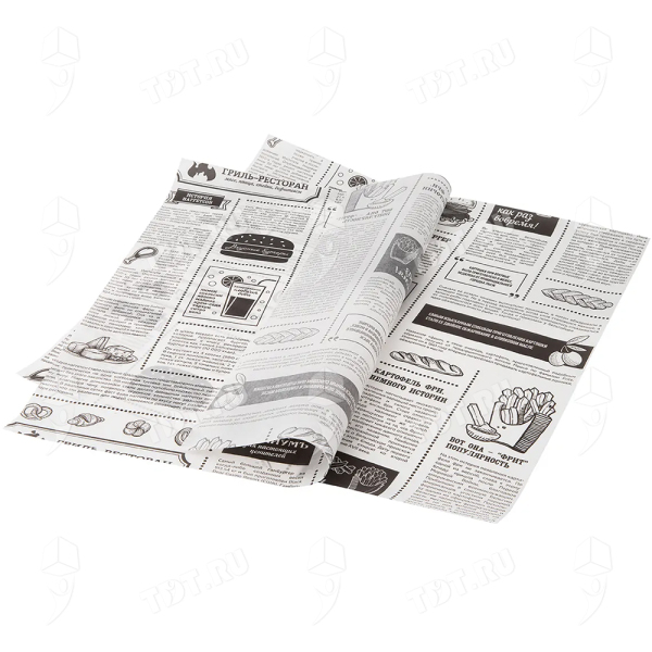 Оберточная бумага с парафином «Газета» 305*305 мм, 500 шт.