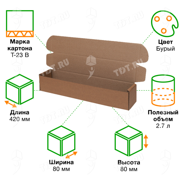 Коробка «Тубус», 420*80*80 мм, Т-23 В