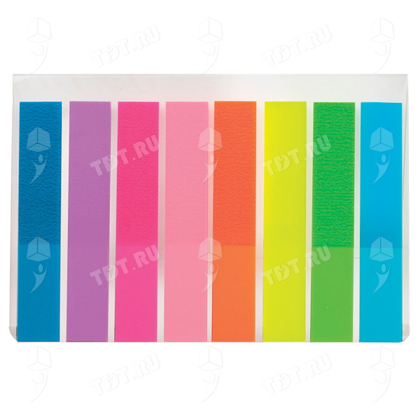 Самоклеящиеся закладки BRAUBERG неоновые, пластиковые, 45*8мм, 8 цветов