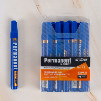 Маркер перманентный Gxin G-113, синий, 3 мм, 12 шт./уп.