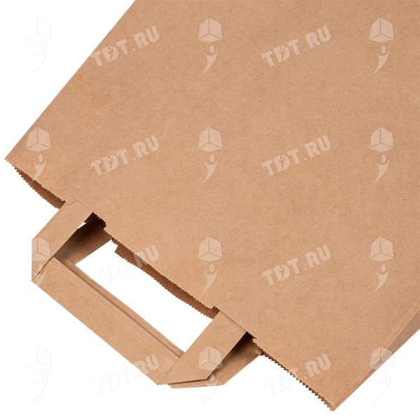 Бурый пакет с плоской ручкой, 70 г/м², 28*15*32 см