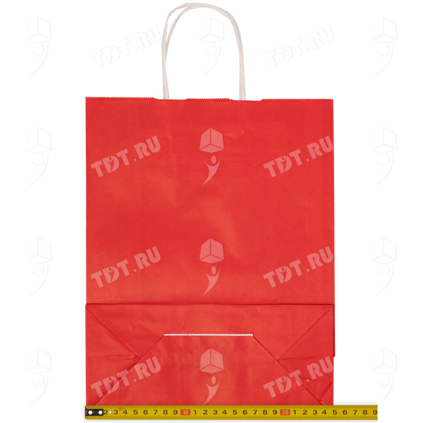 Крафт пакет с крученой ручкой «Красный», 80 г/м², 25*11*32 см