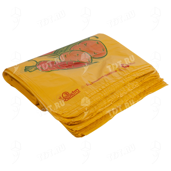 Пакет майка ПНД «Овощи» желтый, 30+16*55см, 25 мкм, 100шт.