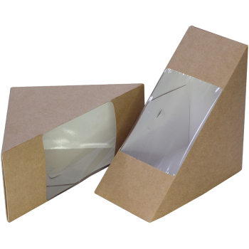 Контейнер для сэндвичей, с окном, крафт, 130*130*70 мм, 50 шт.