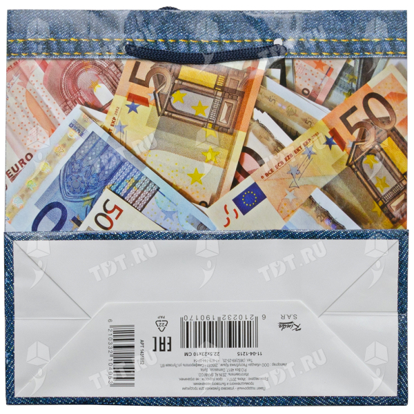 Подарочный пакет «Джинса и евро», 23*10*22.5 см