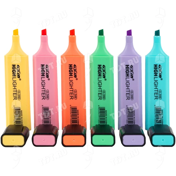 Текстовыделитель Gxin Highlighter G-342, набор 6A+6D цветов, 2-5 мм, 12 шт./уп.