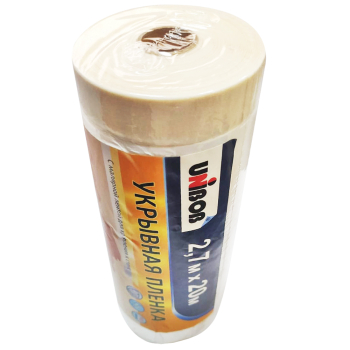 Укрывная пленка Unibob с малярной лентой, 2.7*20 м, 10 мкм