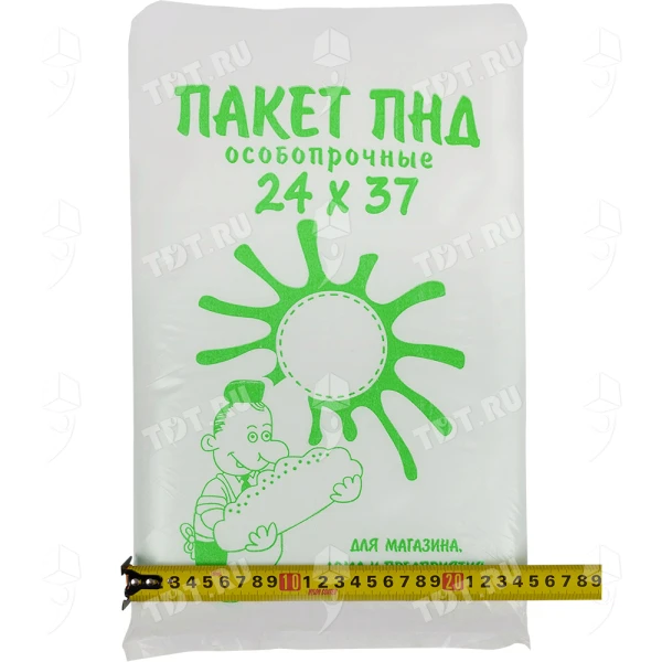 Пакеты фасовочные ПНД в пластах, особопрочные, 24*37см, 12 мкм