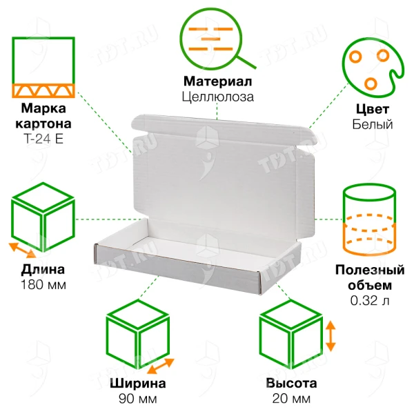 Коробка под чехол для телефона, белая, 180*90*20 мм