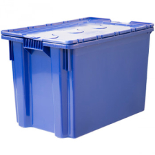 Пластиковый ящик 600*400*400 мм с крышкой, синий, морозостойкий
