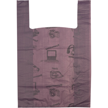 Пакет майка ПНД «Электроника» фиолетовый, 36+20*56см, 15 мкм, 50шт.