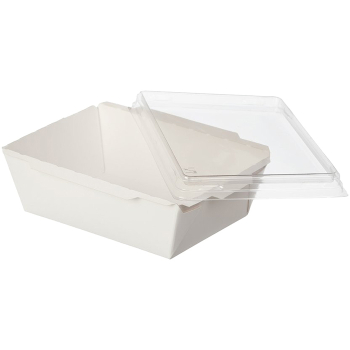 Контейнер «Crystal Box» с прозрачной крышкой, белый, 400 мл, 145*95*45 мм, 50 шт.