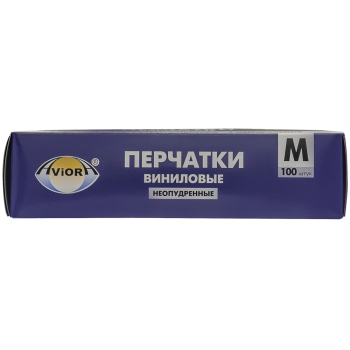 Перчатки виниловые Aviora, бело-прозрачные, размер M, 100 шт./уп.