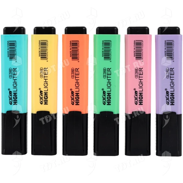 Текстовыделитель Gxin Highlighter G-342, набор 6A+6D цветов, 2-5 мм, 12 шт./уп.