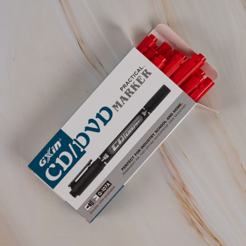 Маркер перманентный Gxin G-107A для CD/DVD, двусторонний, красный, 0.5-1 мм, 12 шт./уп.